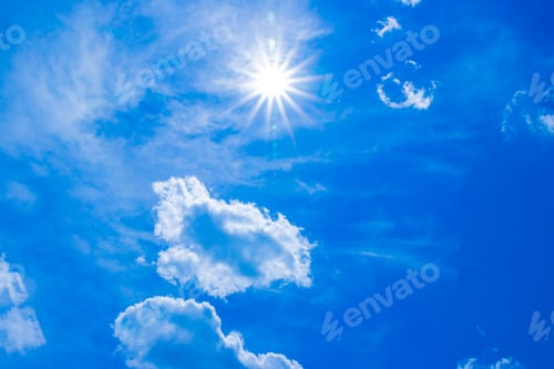 Preview: Blue Sky with White Clouds and Sun