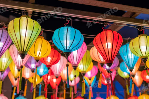Preview: A Festival Decorated With Many Colorful Paper Lanterns