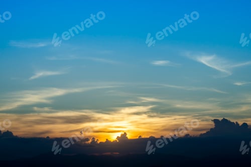 Preview: Sunset Sky With Blue Space On Sky