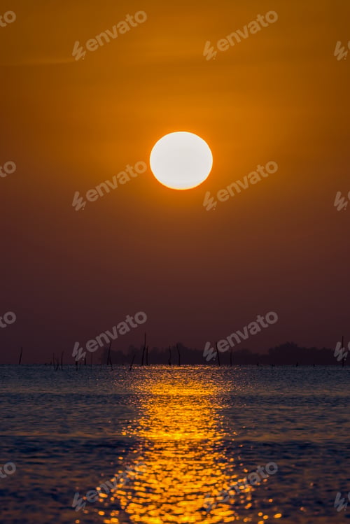 Preview: Sunset Sky On The Lake In South Of Thailand., Unfocused Image.