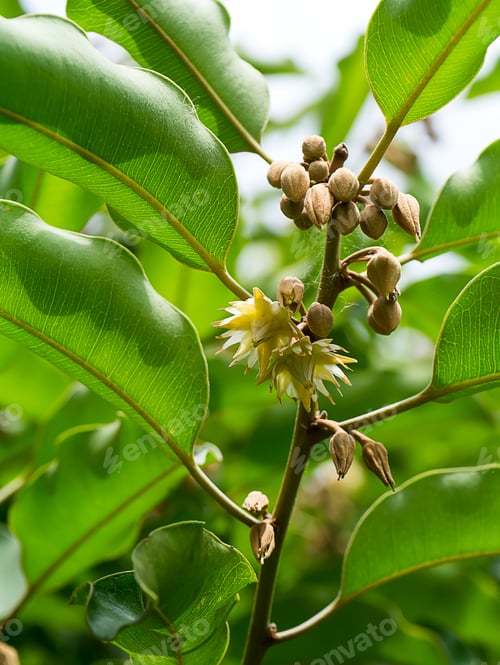 Preview: Close Up Of Bullet Wood Flower On Branch.