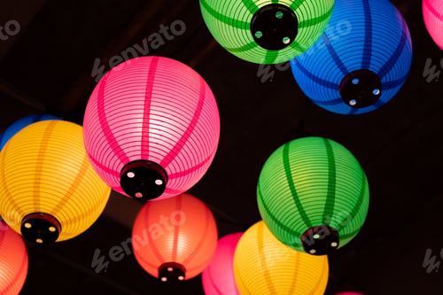 Preview: A Festival Decorated With Many Colorful Paper Lanterns