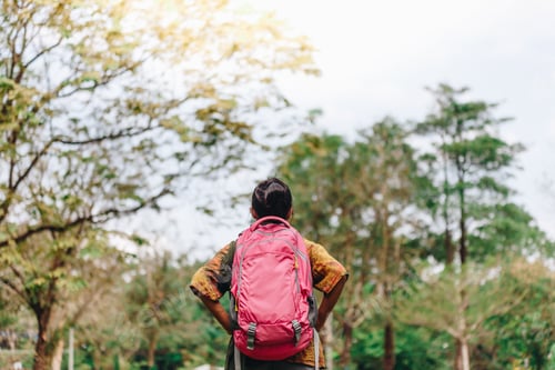 Preview: Traveler Backpacker Asian Woman With Nature Background , Traveler Backpacker Concept