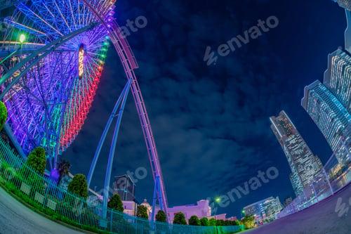Preview: A Night View Of Yokohama Minato Mirai Seen Through A Fisheye Lens