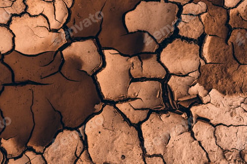 Preview: Close Up Dry Mud In Summer Background With Brown Color Tone.