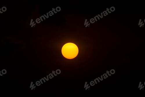 Preview: Big Sun On Sunset Sky With Dark Background