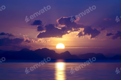 Preview: Sunset At The Lake In Pastel Color.
