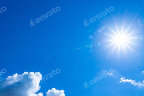 Preview: Bright Blue Sky with Sunshine and Clouds