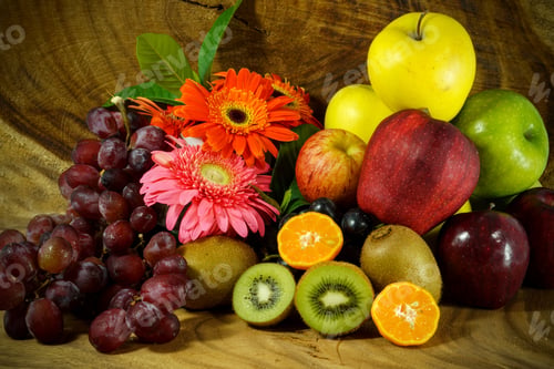 Preview: Fruit Of Various Kinds On Wood.
