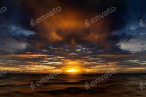 Preview: Sunset Sky With Rain Cloud On The Lake.