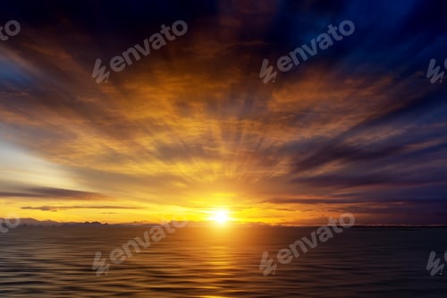 Preview: Motion Light The Golden Hour Of Sunset Sky And Beautiful Clouds At The Lake.