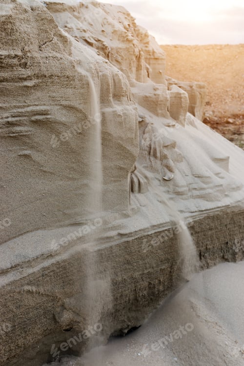 Preview: Sand Fall On The Beach With Sunlight.