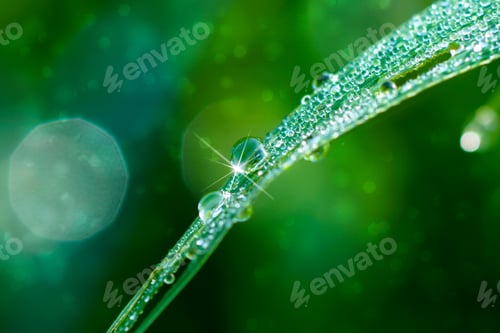 Preview: Fresh Grass With Dew Drops In The Morning.