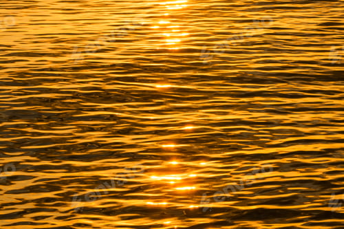 Preview: Gold Reflective Water Surface Of Sunset On The Lake.
