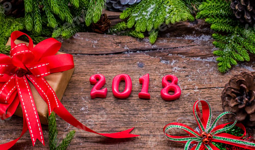 Preview: Happy New Year 2018, Christmas Decoration With Year Number