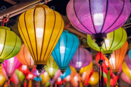 Preview: A Festival Decorated With Many Colorful Paper Lanterns