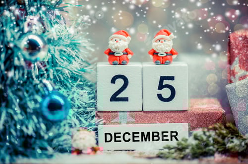 Visualização: 25 de dezembro, Natal com neve e Papai Noel no inverno