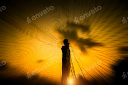 Preview: Silhouettes Fisherman Throwing Fishing Nets During Sunset, Thailand.
