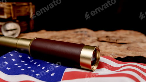 Preview: Columbus Day Background. Map And Discovery Of Old Equipment. Exploration And History Of America In