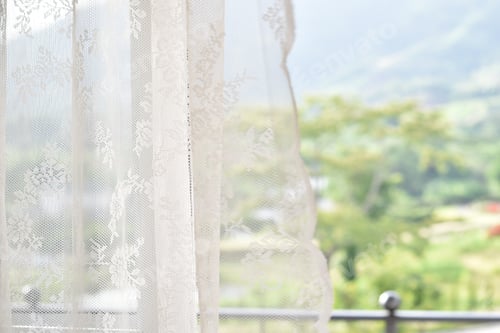 Preview: White Curtain By The Window. Beautiful Curtain Make The House More Livable.