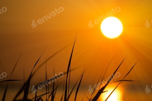 Preview: Sunset Sky On The Lake In South Of Thailand., Un-Focus Image.