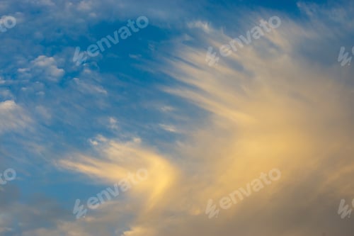 Preview: Orange Cloud With Blue Sky In The Twilight After Sunset.