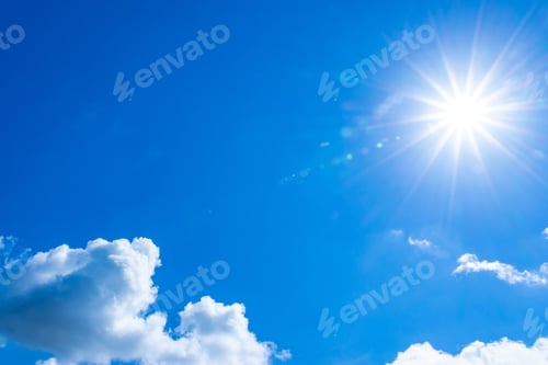 Preview: Blue Sky with Clouds and Sun in Summertime