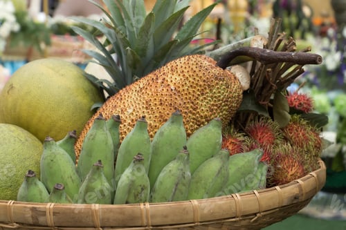 Preview: Thai Fruit In Bamboo Basket.
