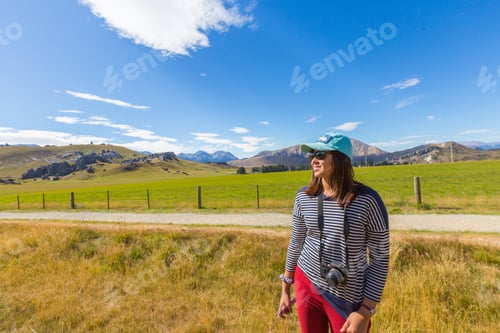 Preview: Asian Woman Travel Enjoy At Castle Hill, Arthur'S Pass National Park, New Zealand
