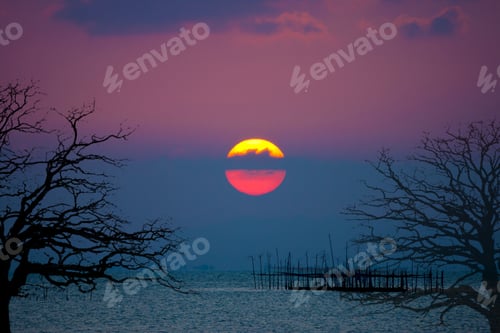 Preview: Sunset Sky At Songkhla Lake, Thailand.