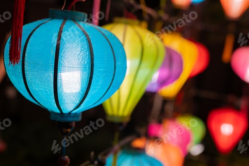 Preview: A Festival Decorated With Many Colorful Paper Lanterns