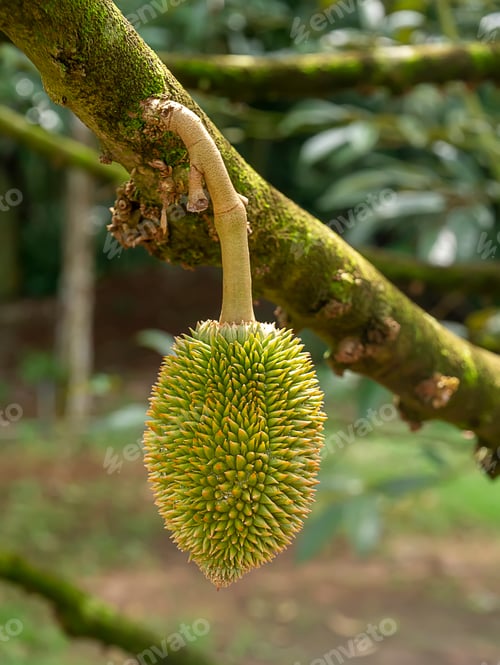 Preview: Close Up Young Durian Is Growing On Tree.