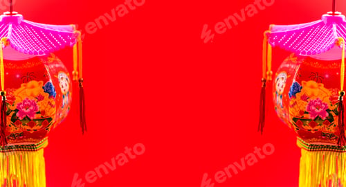 Preview: Chinese New Year Decoration With Red Background