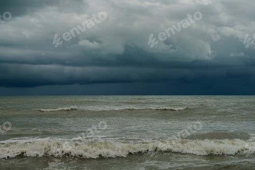 Preview: Seascape With Clouds In Rain Season, Un-Focus Image.