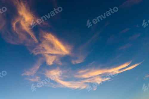 Preview: Orange Cloud With Blue Sky In The Twilight After Sunset.