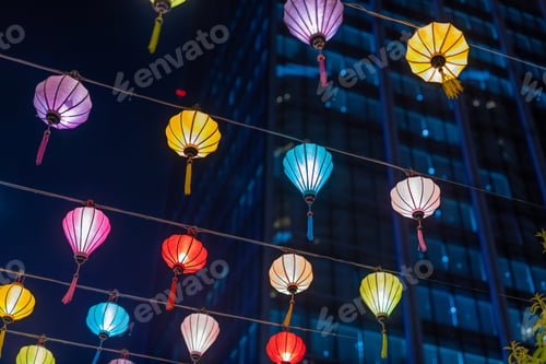 Preview: A Festival Decorated With Many Colorful Paper Lanterns