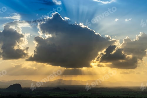 Preview: Landscape The Mountain And Cloud With Sunlight.