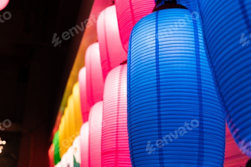 Preview: A Festival Decorated With Many Colorful Paper Lanterns