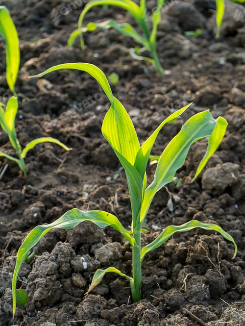 Preview: Young Corn Plants In Agricultural Plots