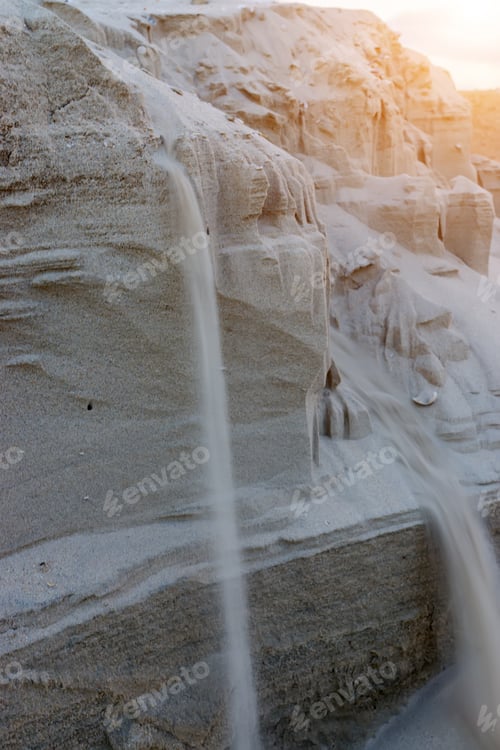 Preview: Sand Fall On The Beach With Sunlight.