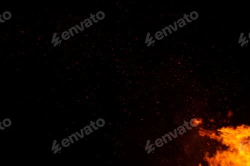 Preview: The Floating Light And Sparkle Of The Fire In The Dark Background.