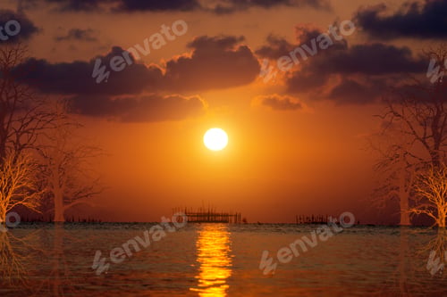 Preview: Sunset Sky At Songkhla Lake, Thailand.