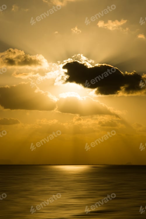 Preview: Sunset Sky On The Lake In South Of Thailand., Un-Focus Image.