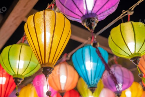Preview: A Festival Decorated With Many Colorful Paper Lanterns