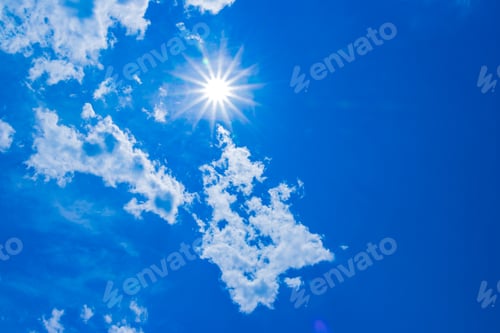 Preview: Blue Sky with White Clouds and Shining Sun