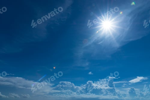 Preview: Blue Sky with Bright Sunlight and White Clouds