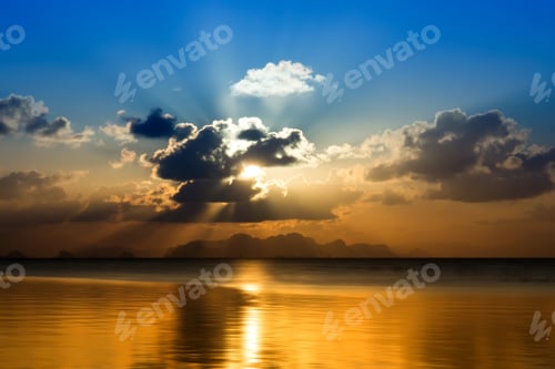 Preview: Sunset Sky On The Lake In South Of Thailand., Out Of Focused Image.