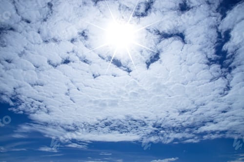 Preview: Blue Sky With White Could And Sun.