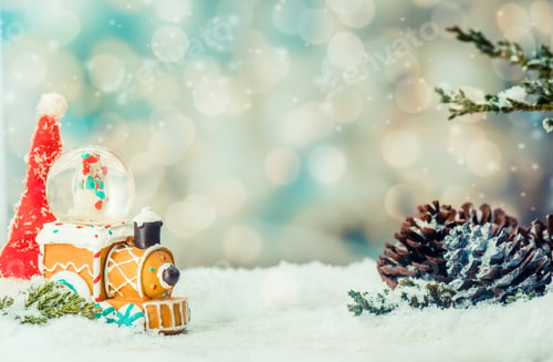 Preview: Merry Christmas And Happy New Year, Winter Season. Decoration On Snow