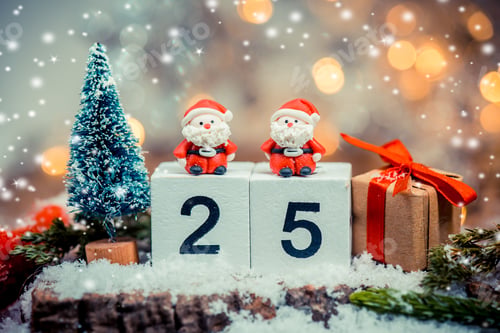 Preview: Merry Christmas And Happy New Year, Winter Season With Santa Cause On Snow